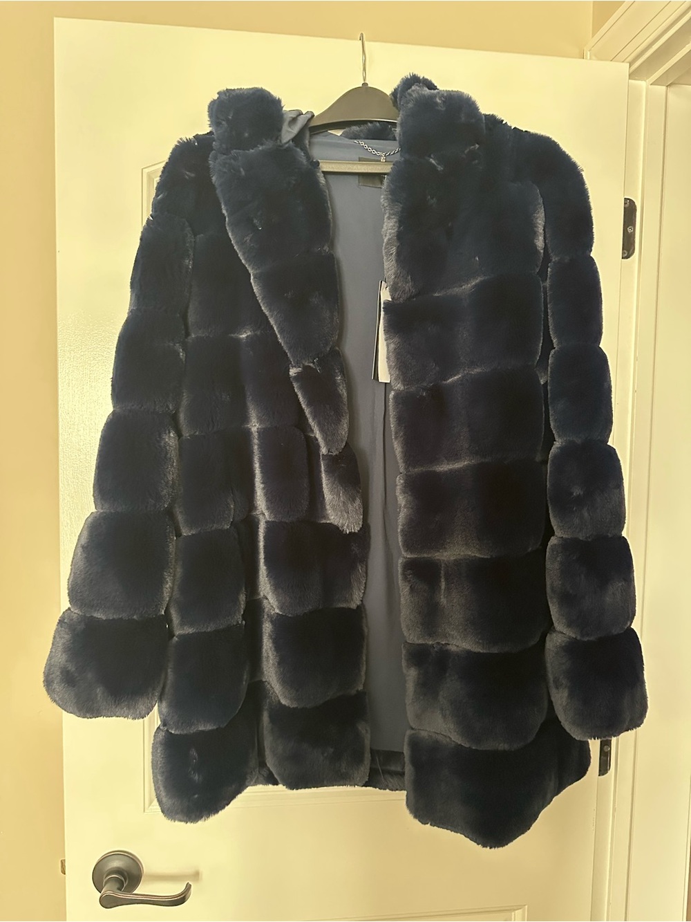 BCBGMaxAzria Plush Faux Fur Coat - Deep Navy